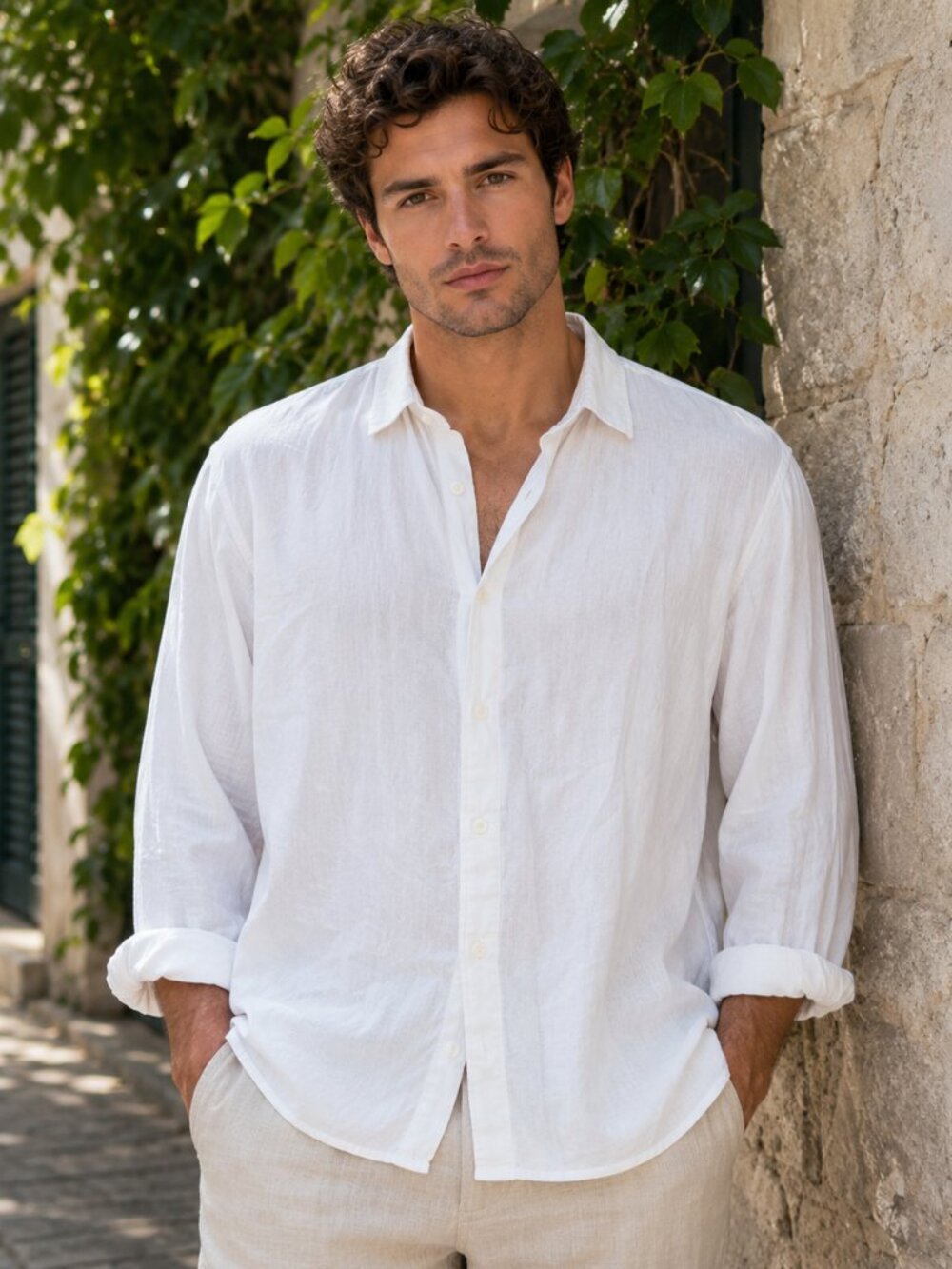 Vince White Classic Fit Button Front Shirt Men’s Stretch Cotton Blend Minimalist